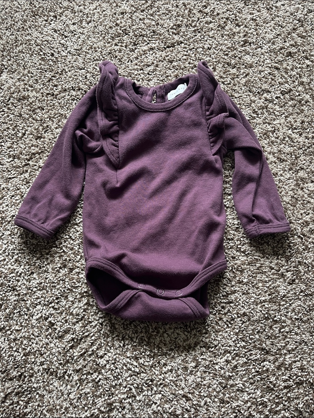 Jamie Kay Long-Sleeve Plum Ruffle Baby One-Piece Size 3-6